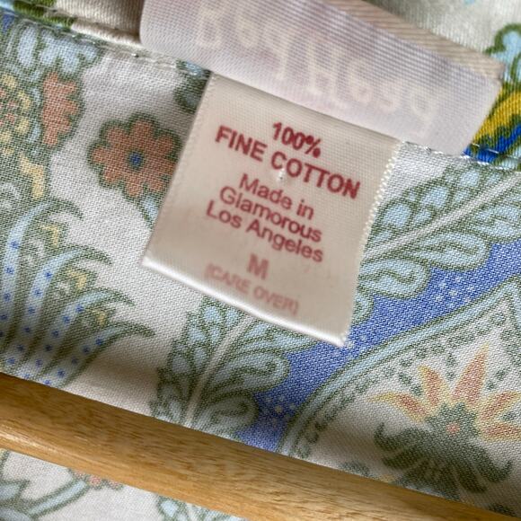 BedHead Damask Poplin Pajamas Size M Green Blu Cotton Long Sleeve Pants PJs Set - Picture 6 of 12